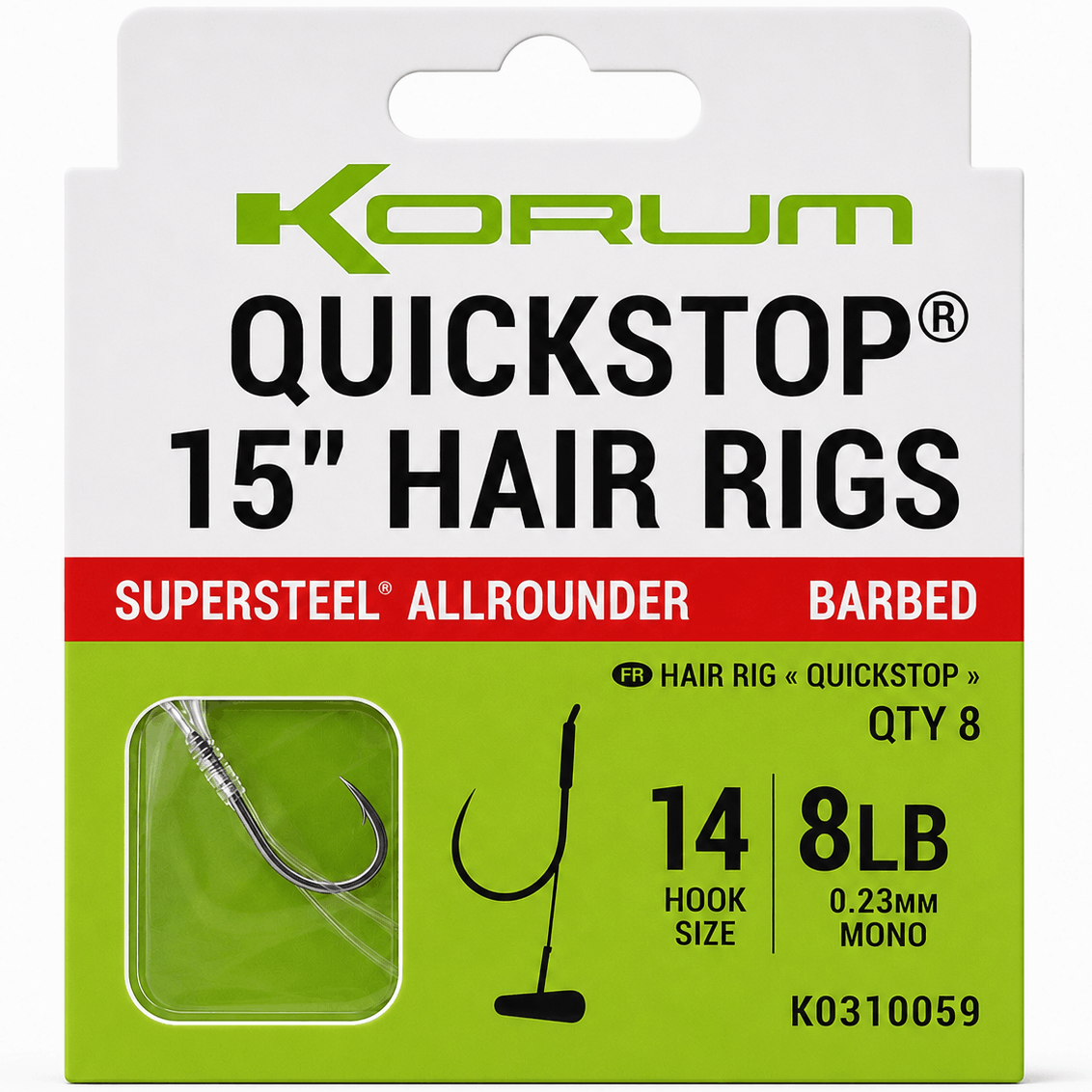 korum-quickstop-hair-rigs-supersteel-allrounder-barbless-barbeel-onderlijnen-38cm-size-14-023mm