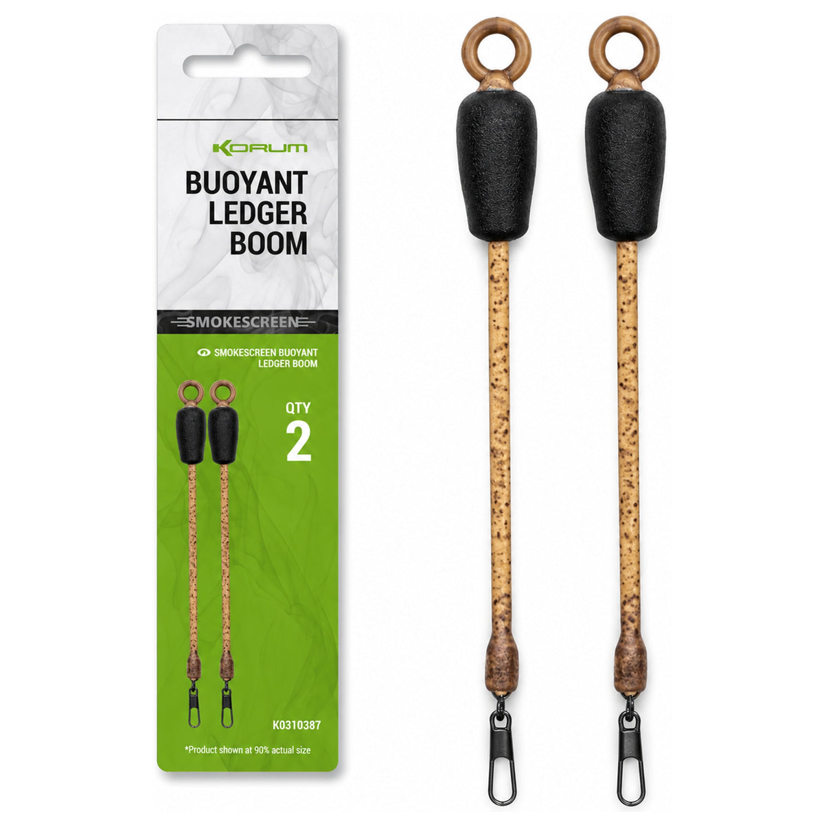 Korum Smokescreen Buoyant Ledger Boom set met verpakking en twee drijvende feederbomen