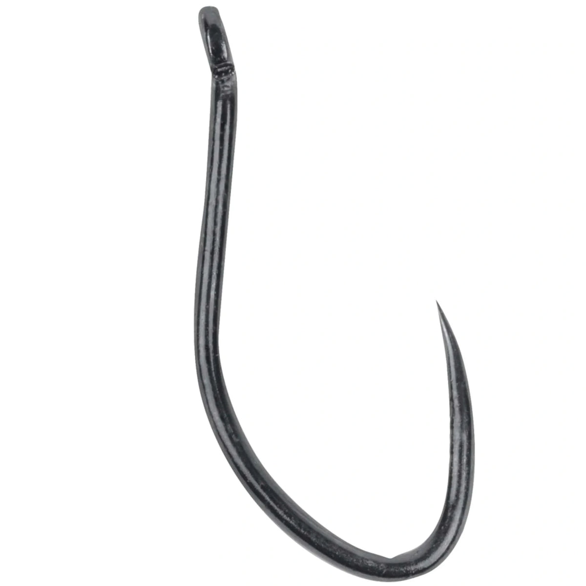 Korum Xpert Maggot to Nylon 15 cm Barbless – close-up van weerhaakloze ooghaak met crystal bend