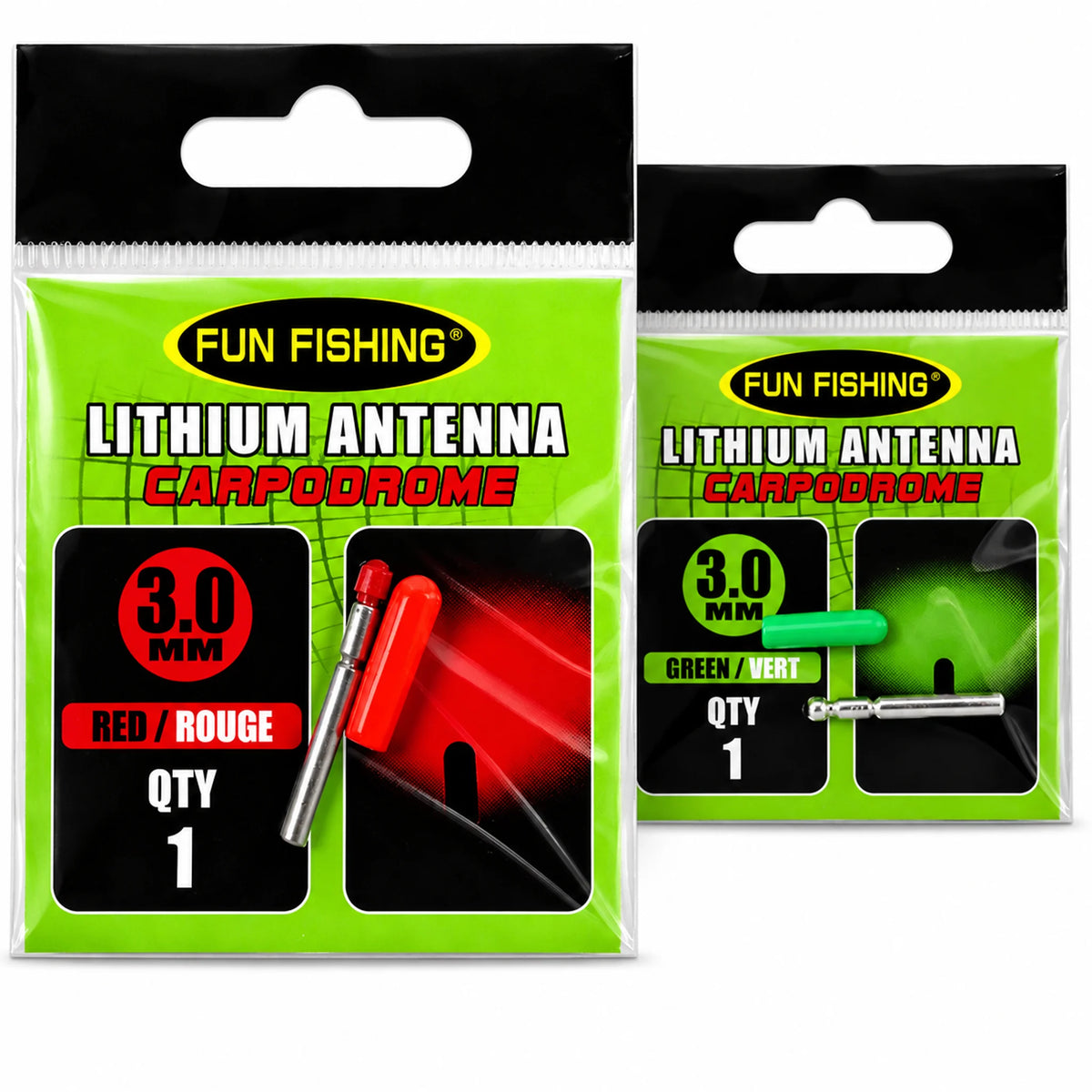 Fun Fishing Lithium Antenna LED – rode en groene lichtantenne 3 mm