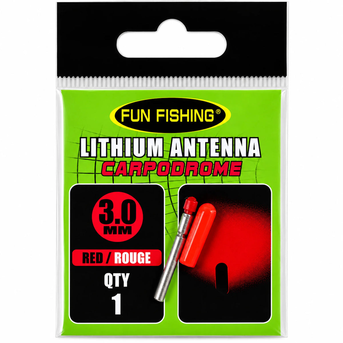 Fun Fishing Lithium Antenna LED – rode lichtantenne 3 mm, verpakking