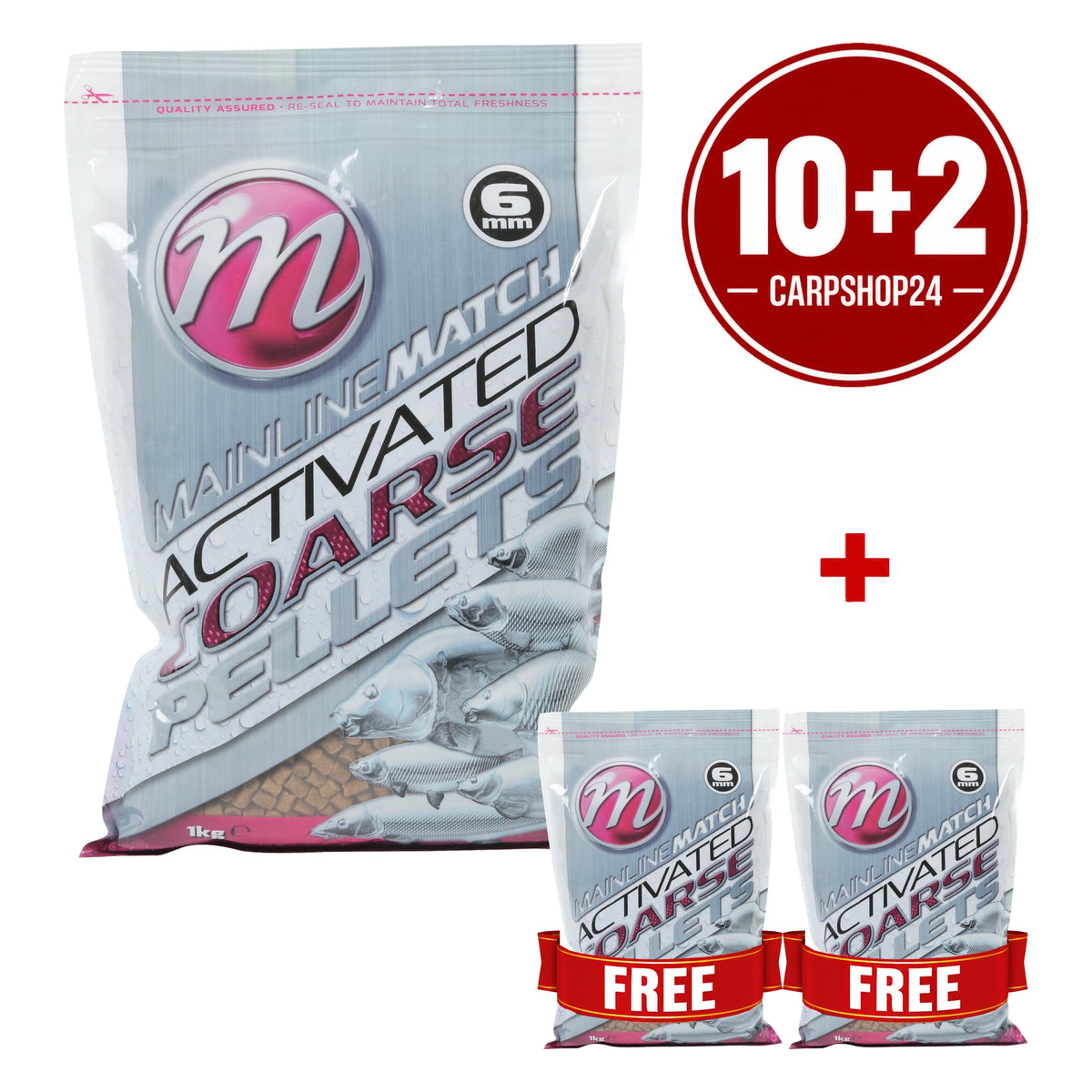 Mainline Match Activated Coarse Pellets 6mm 1kg pakketdeal 10+2 – twee gratis zakken