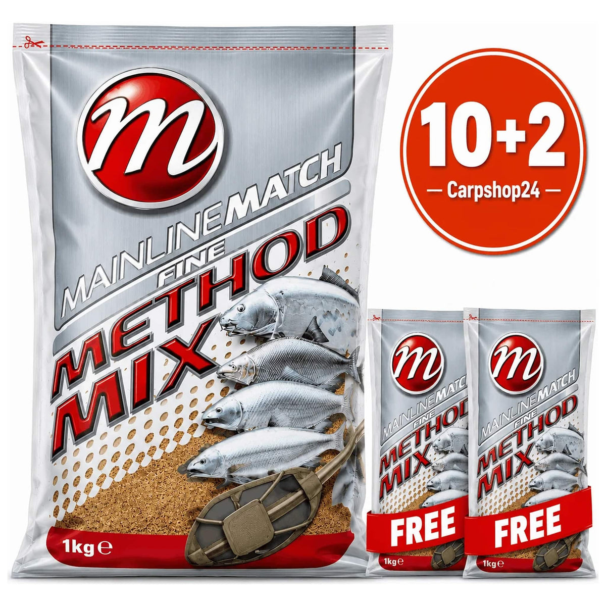 Mainline Match Fine Method Mix fijn methodgrondvoer 1 kg 10+2 pakketdeal