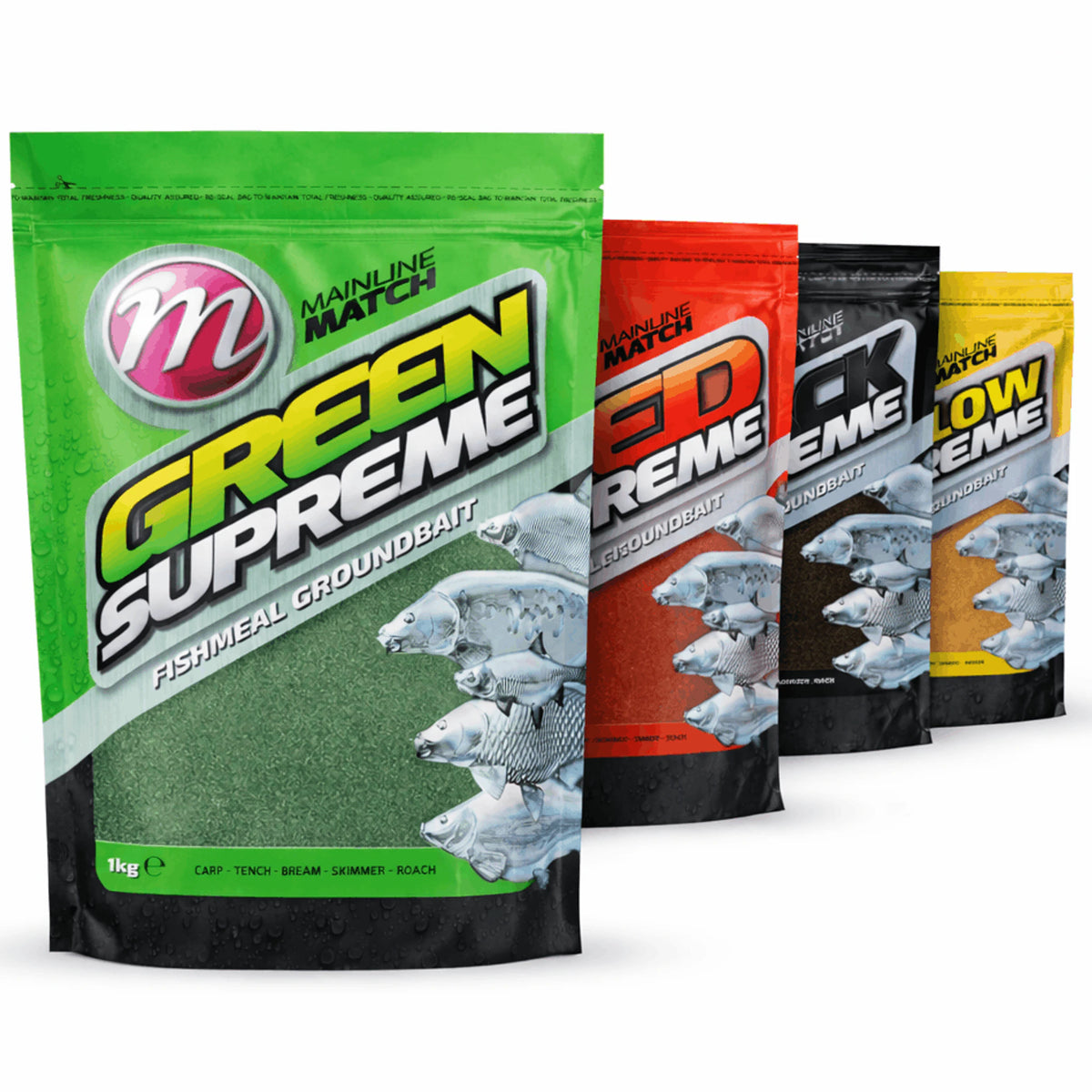 Mainline Supreme Fishmeal grondvoer met vismeel – Green, Red, Yellow en Black