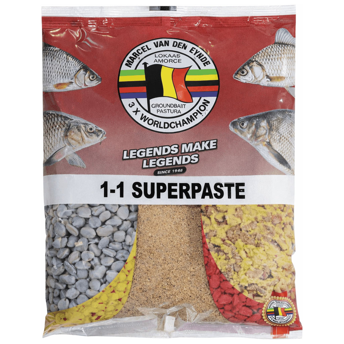 Van den Eynde 1-1 Superpaste in rode verpakking met vissen en voerafbeeldingen