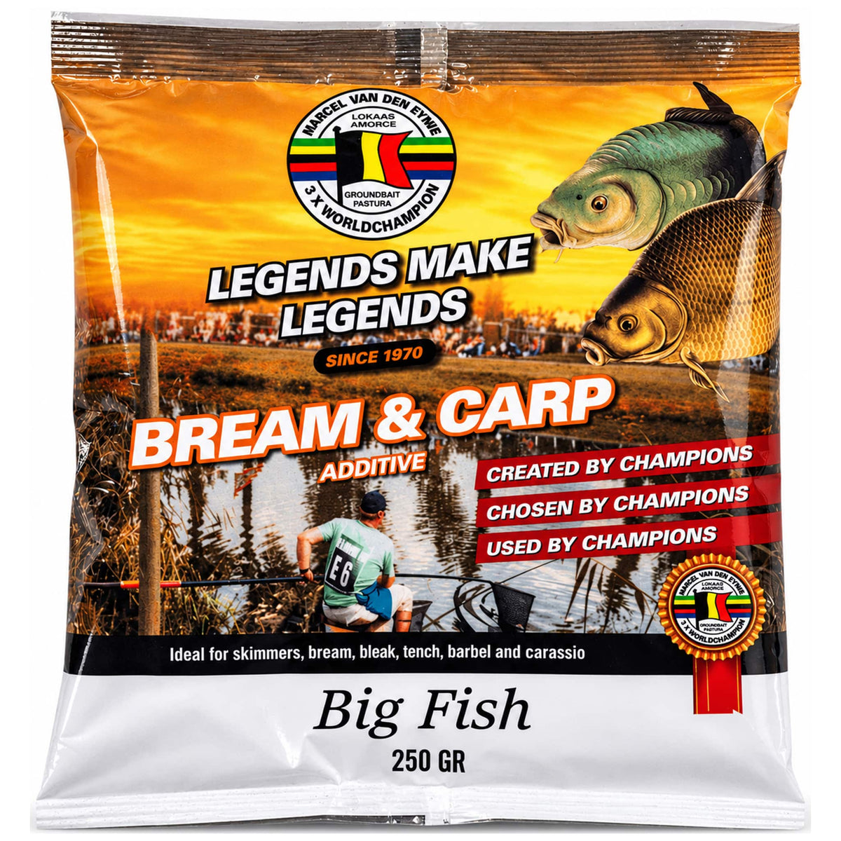 Marcel Van Den Eynde Big Fish poederadditief in een zak van 250 gram