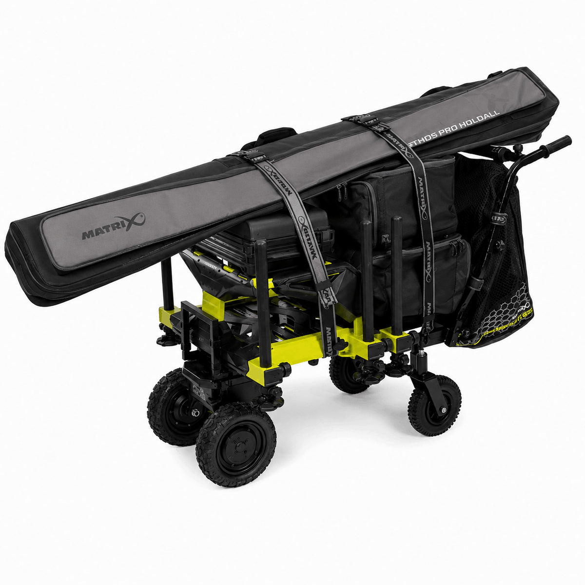 Matrix Adjustable Barrow Straps – spanriemen over een beladen transportkar op witte achtergrond
