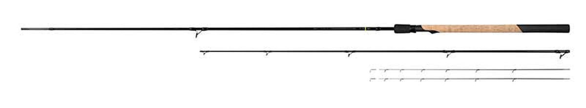 Matrix Aquos Ultra-C 10ft Feeder Rod – volledig overzicht van de hengeldelen en twee verwisselbare toppen op witte achtergrond