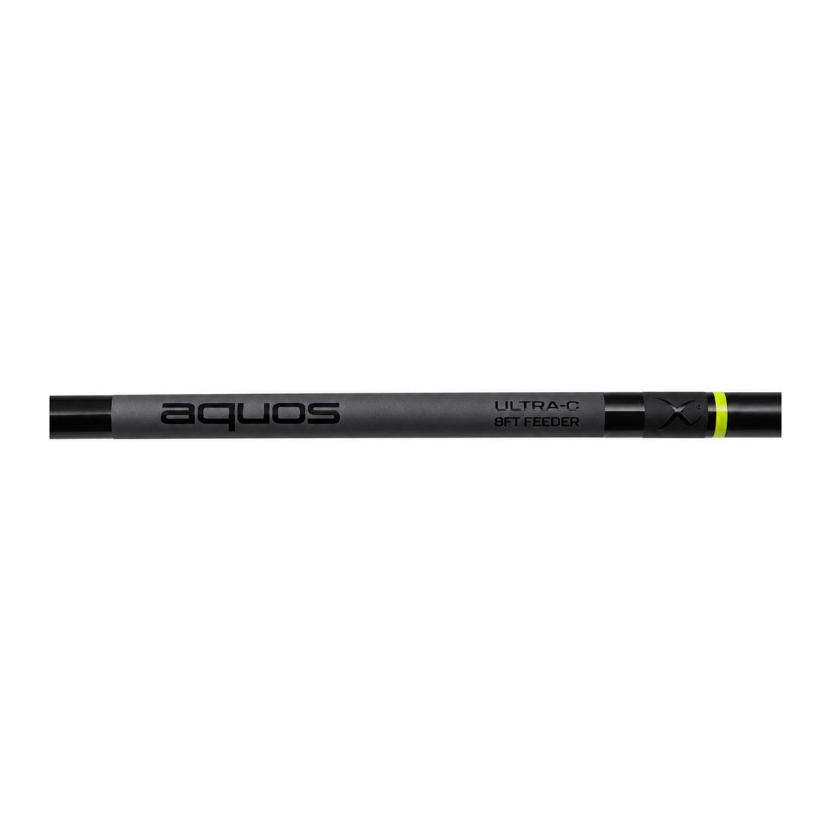Matrix Aquos Ultra-C 8ft Feeder – horizontale close-up van de zwarte blank met Aquos-logo, modelopdruk en gele ring