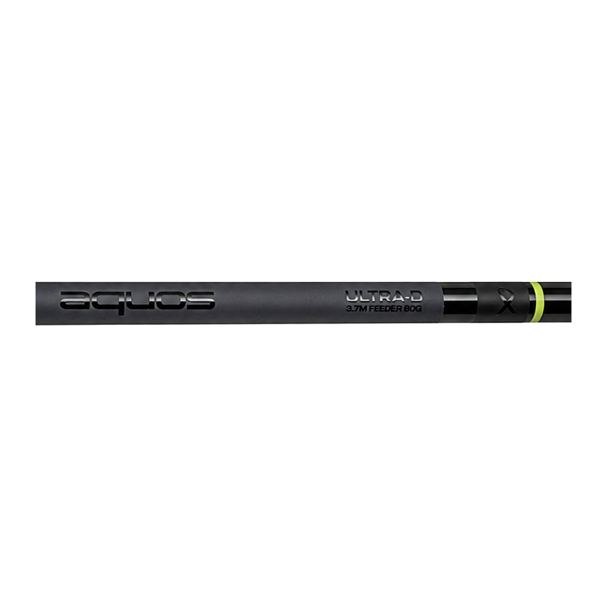 Matrix Aquos Ultra D feederhengel met Aquos-logo, groene ring en de opdruk ULTRA-D 3.7M FEEDER 80G