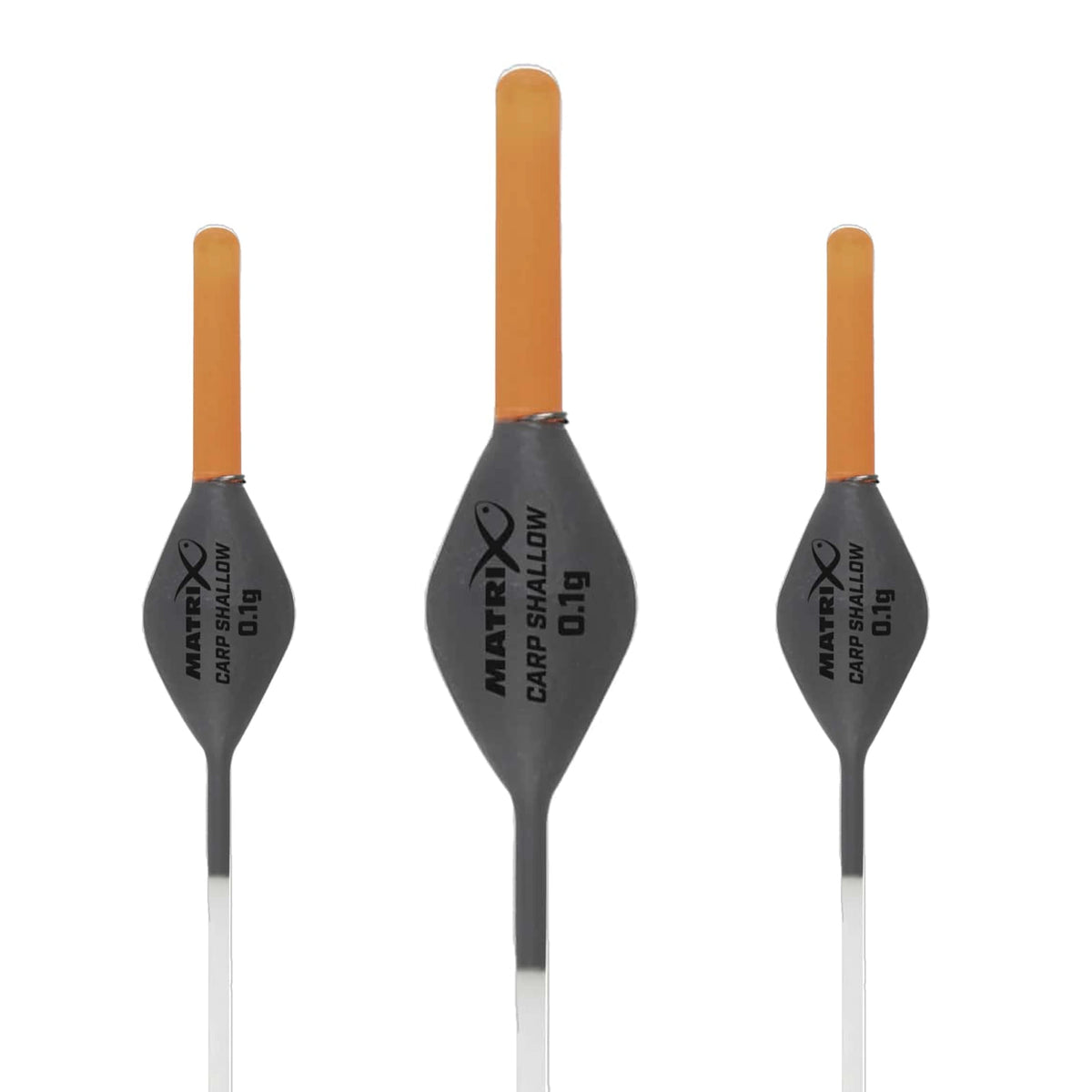 Matrix Carp Shallow Pole Float 0.1g – drie dobbers, middelste groter, originele antenne en lichaamsvorm