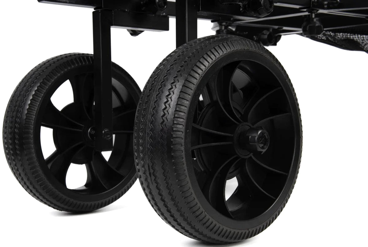 Matrix Compact 4 Wheel Transporter: wielnaaf, zwarte spaken en bandprofiel