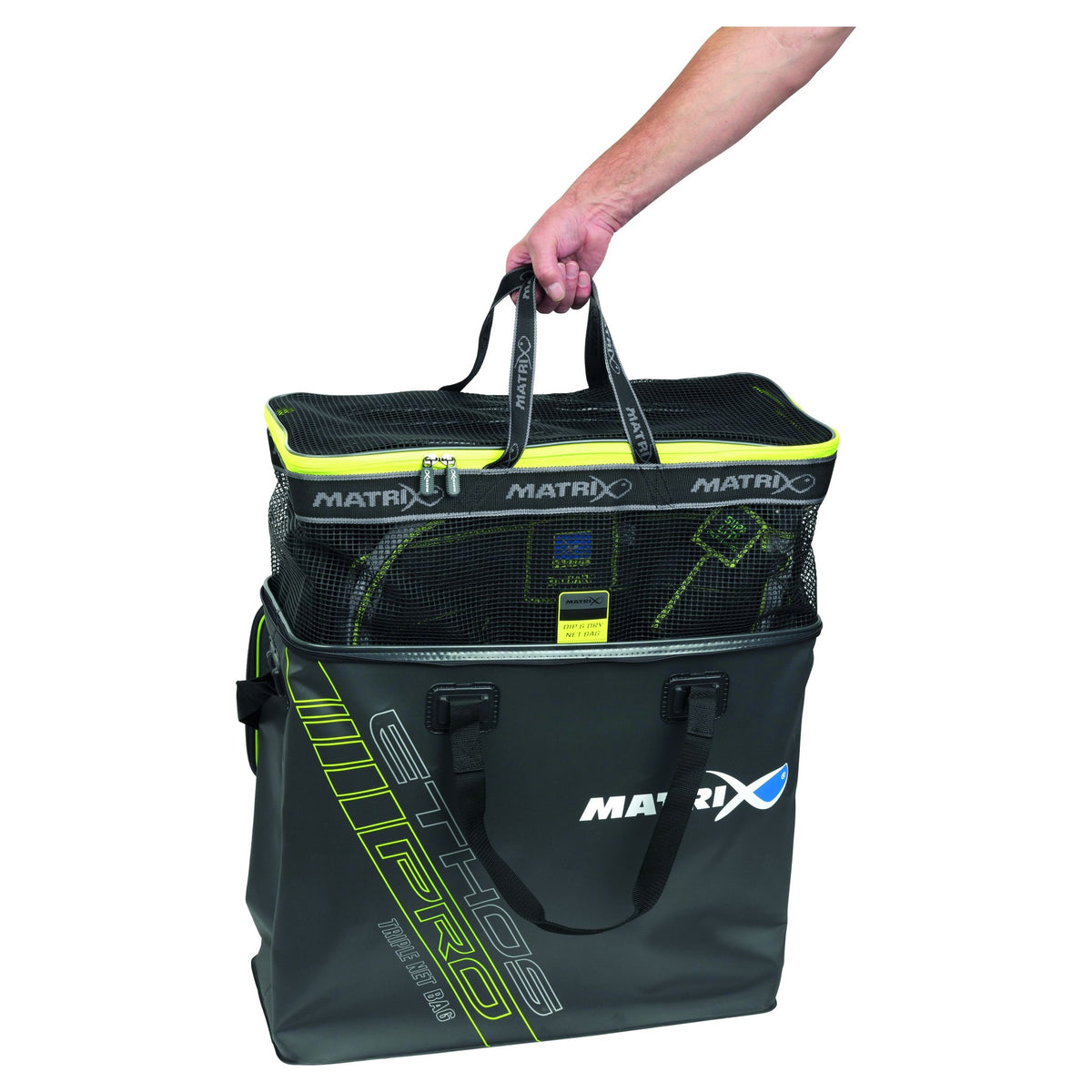 Matrix Dip & Dry Mesh Net Bag Large - in een Ethos Pro EVA-netzak gedragen