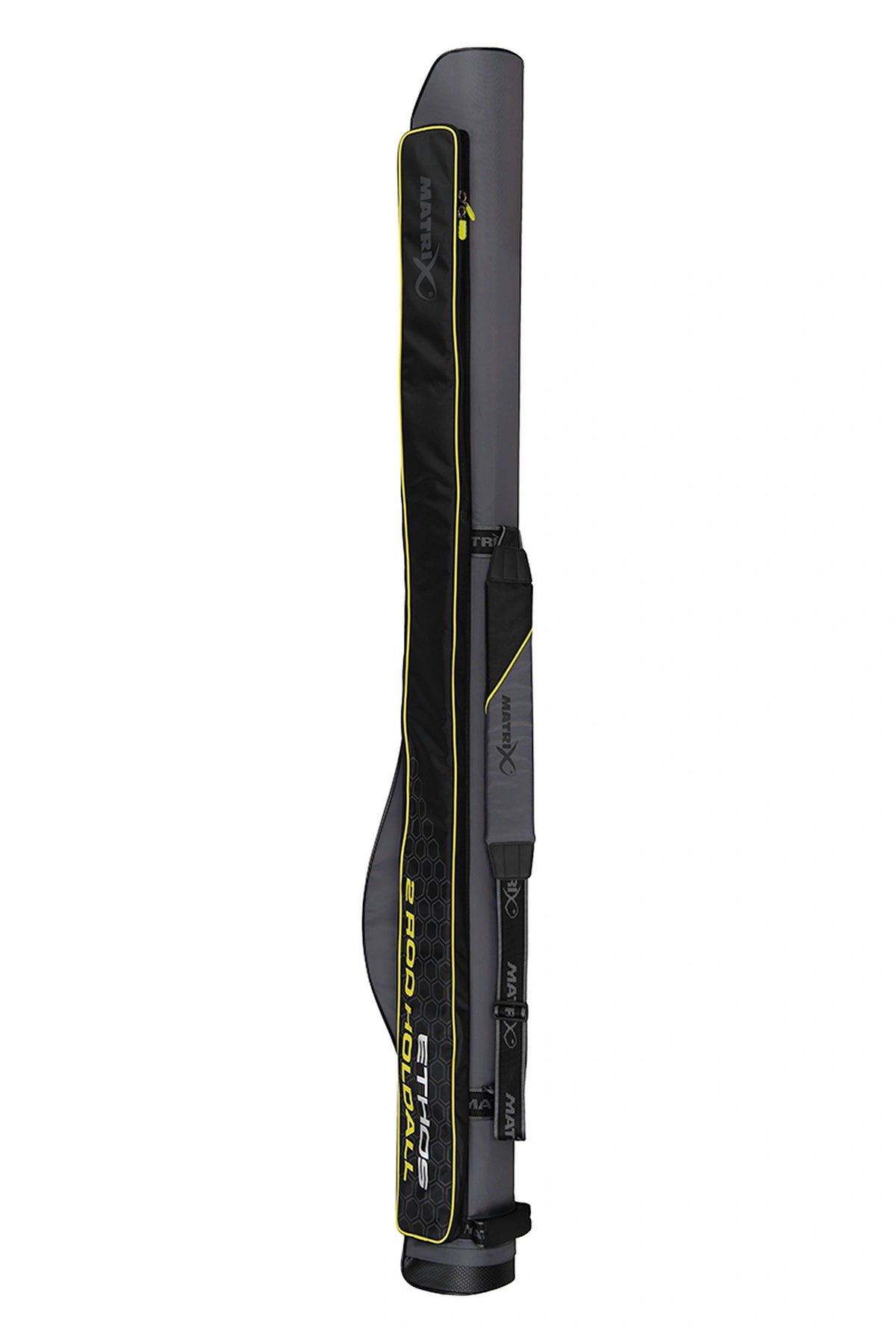 Matrix Ethos 2 Rod Holdall – rechtopstaand foedraal met lang zwart buitenvak, gele rand en gevoerde schouderriem