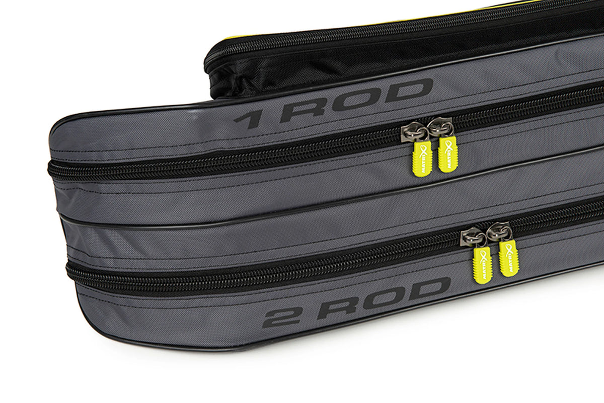 Matrix Ethos 2 Rod Holdall – twee ritsvakken met originele 1 ROD- en 2 ROD-markering en gele Matrix-ritstrekkers