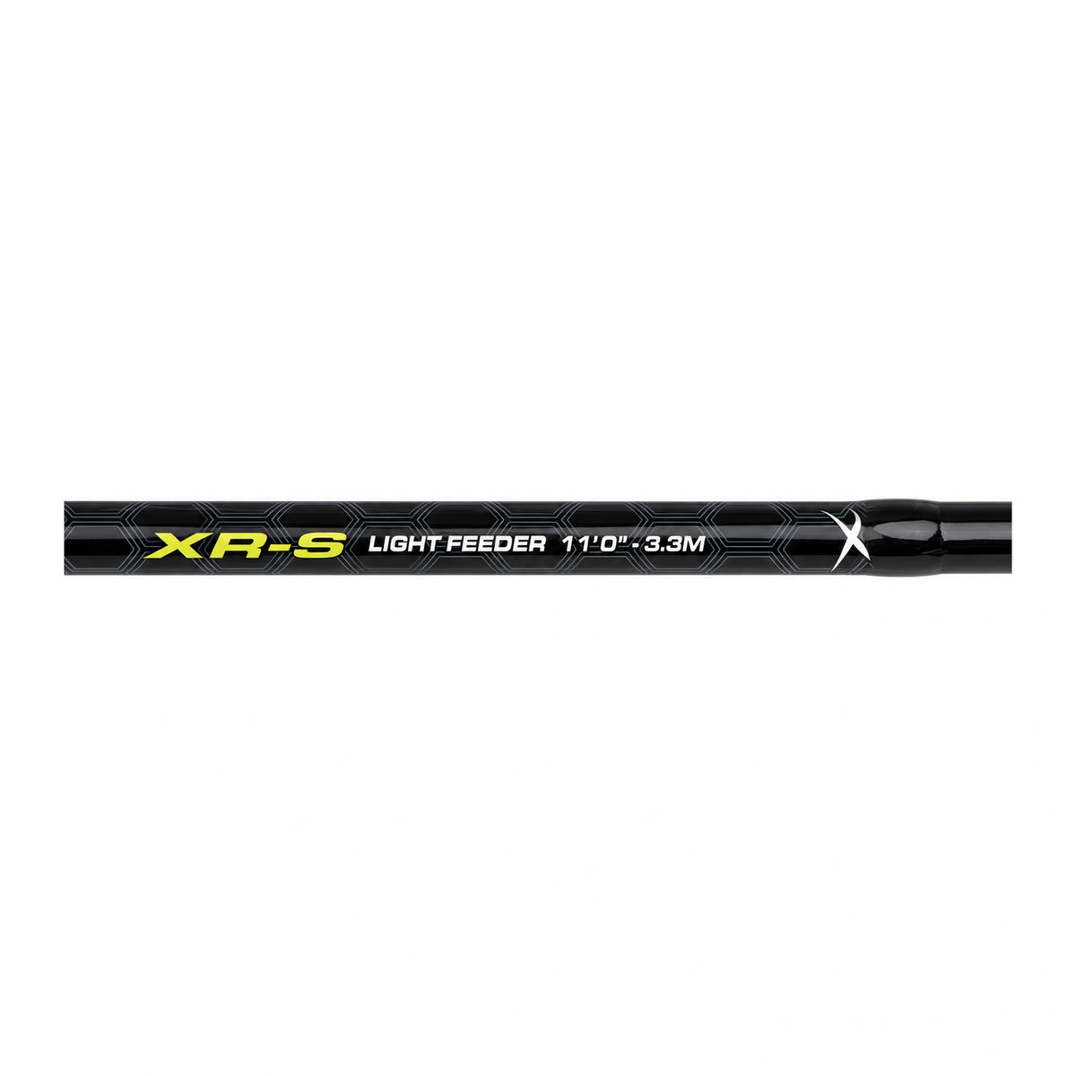 Matrix Ethos XR-S Light Feeder 11ft 3,3m – horizontale close-up van de zwarte blank met modelopdruk en Matrix-symbool