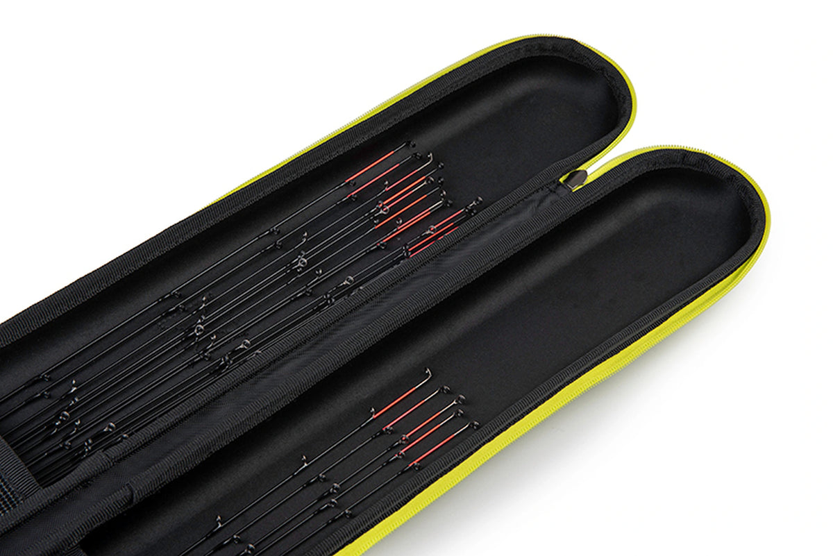 Matrix EVA Feeder Tip Case – overzicht van de rode uiteinden van de feedertoppen in de open zwarte etui