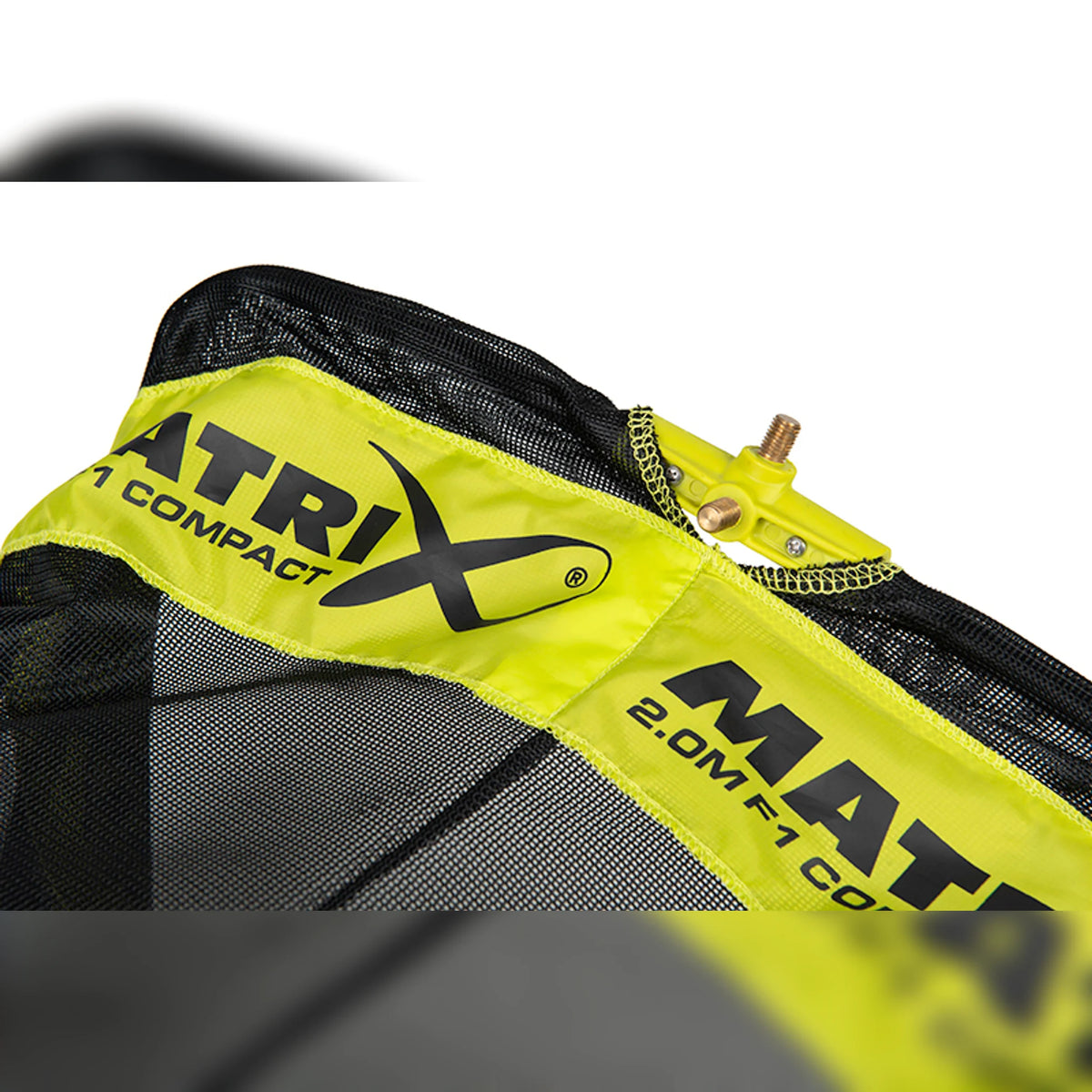 Matrix F1 Compact Keepnet 2m – detail van bovenring en originele gele Matrix-band