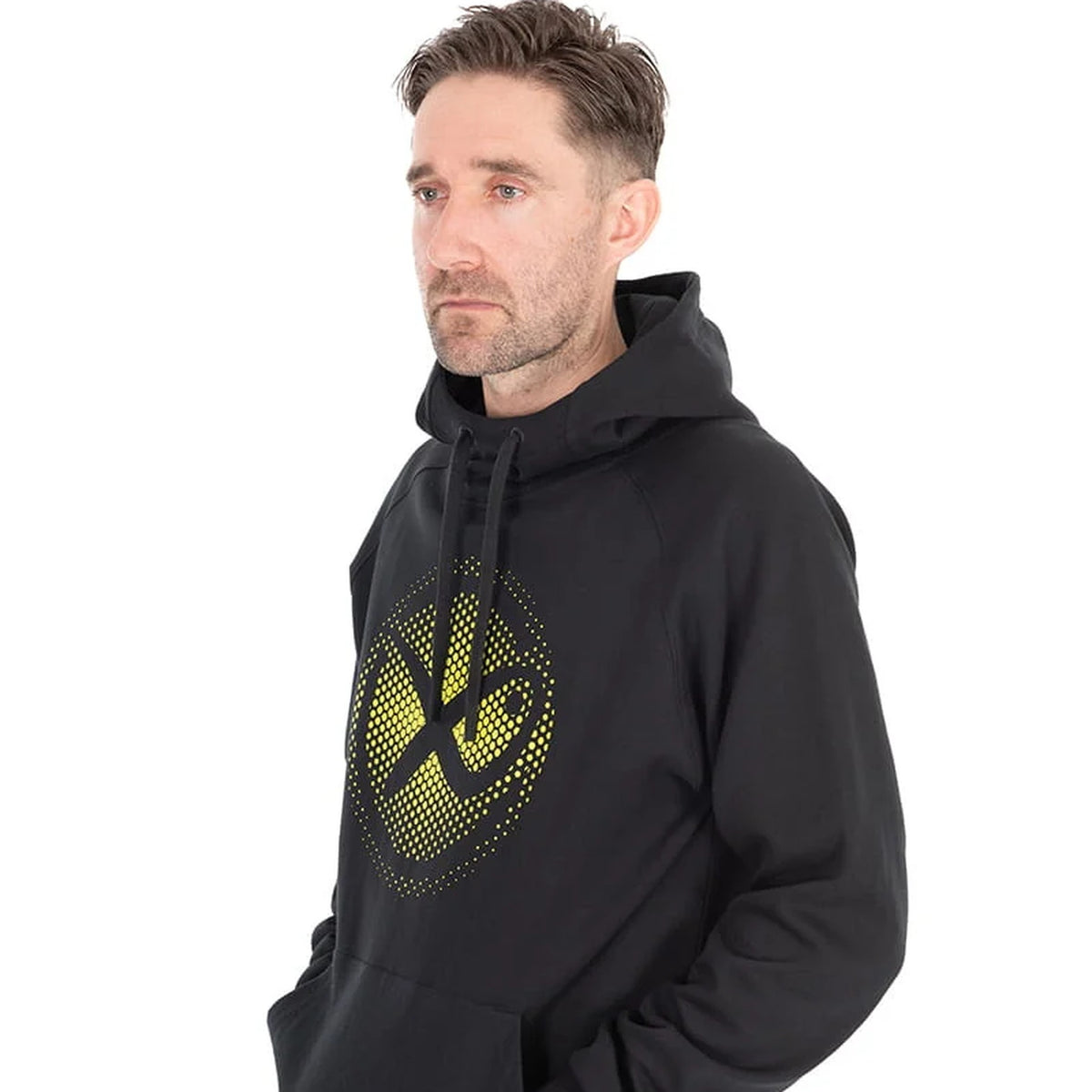 Matrix Fade Logo Hoody Black/Lime – zijaanzicht studio