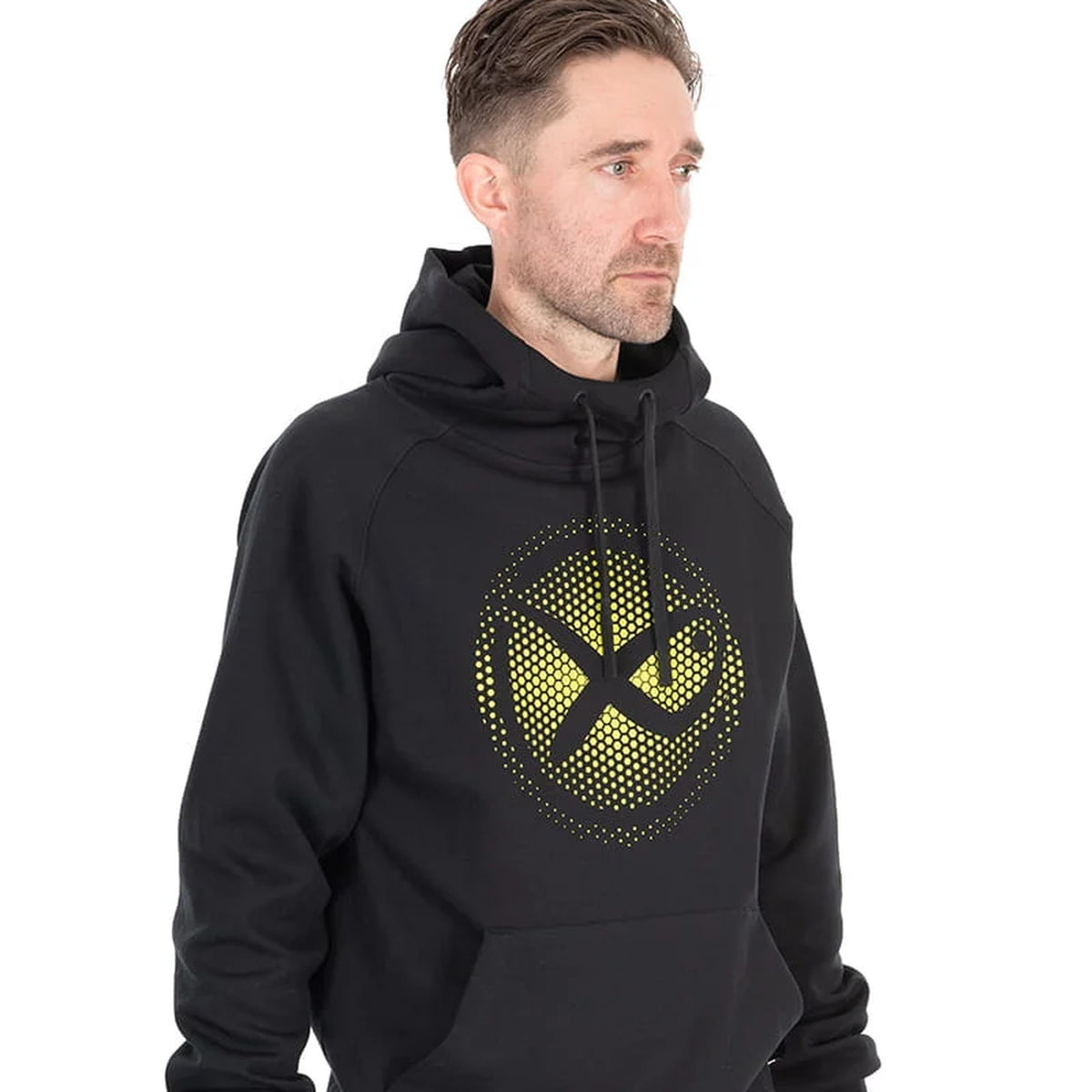 Matrix Fade Logo Hoody Black/Lime – driekwartaanzicht studio