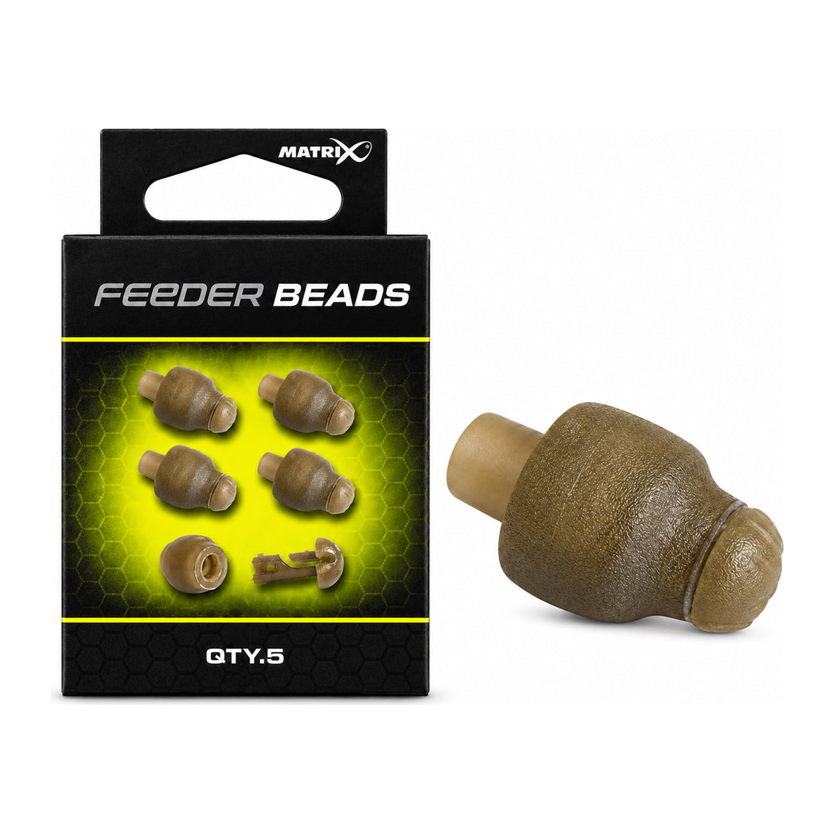 Matrix Feeder Beads GFR352: volledige verpakking met vijf connectoren en een losse bead ernaast