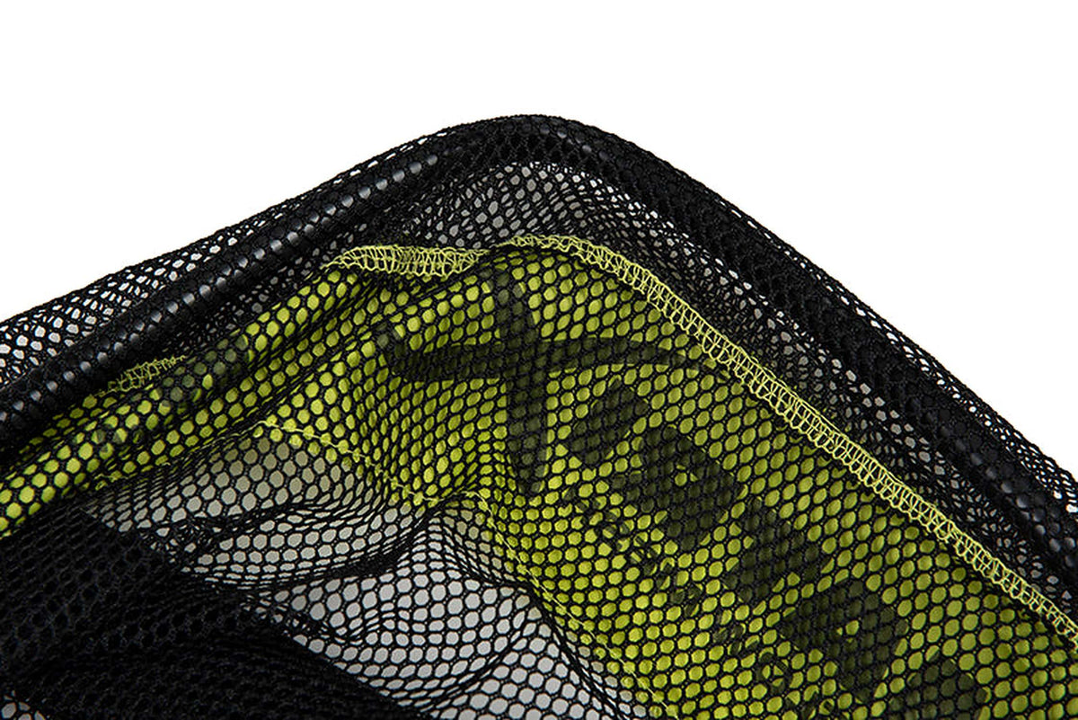 Matrix Flow Mesh Keepnet 4m – binnenzijde van de gele band met stiknaad achter de zwarte netmazen