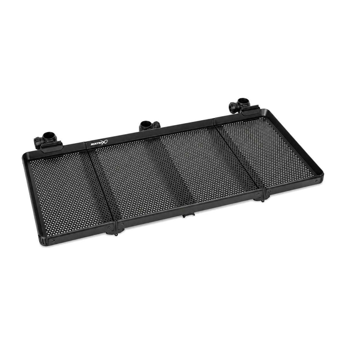 Matrix Folding Side Tray Large GBA077 – uitgeklapte zwarte aastafel met drie pootklemmen