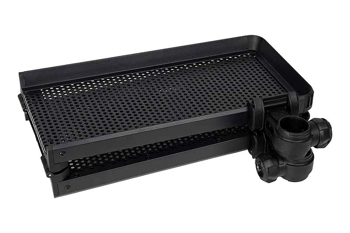 Matrix Folding Side Tray Slim GBA076 – ingeklapte aastafel met gestapelde geperforeerde helften en bevestigingsklemmen