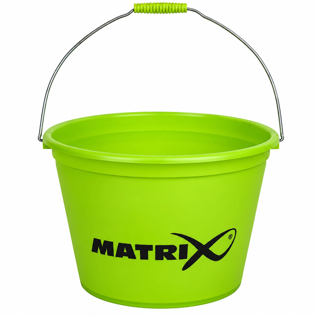 Matrix Groundbait Bucket 25L, voeremmer met rechtopstaande metalen draagbeugel en lime handgreep