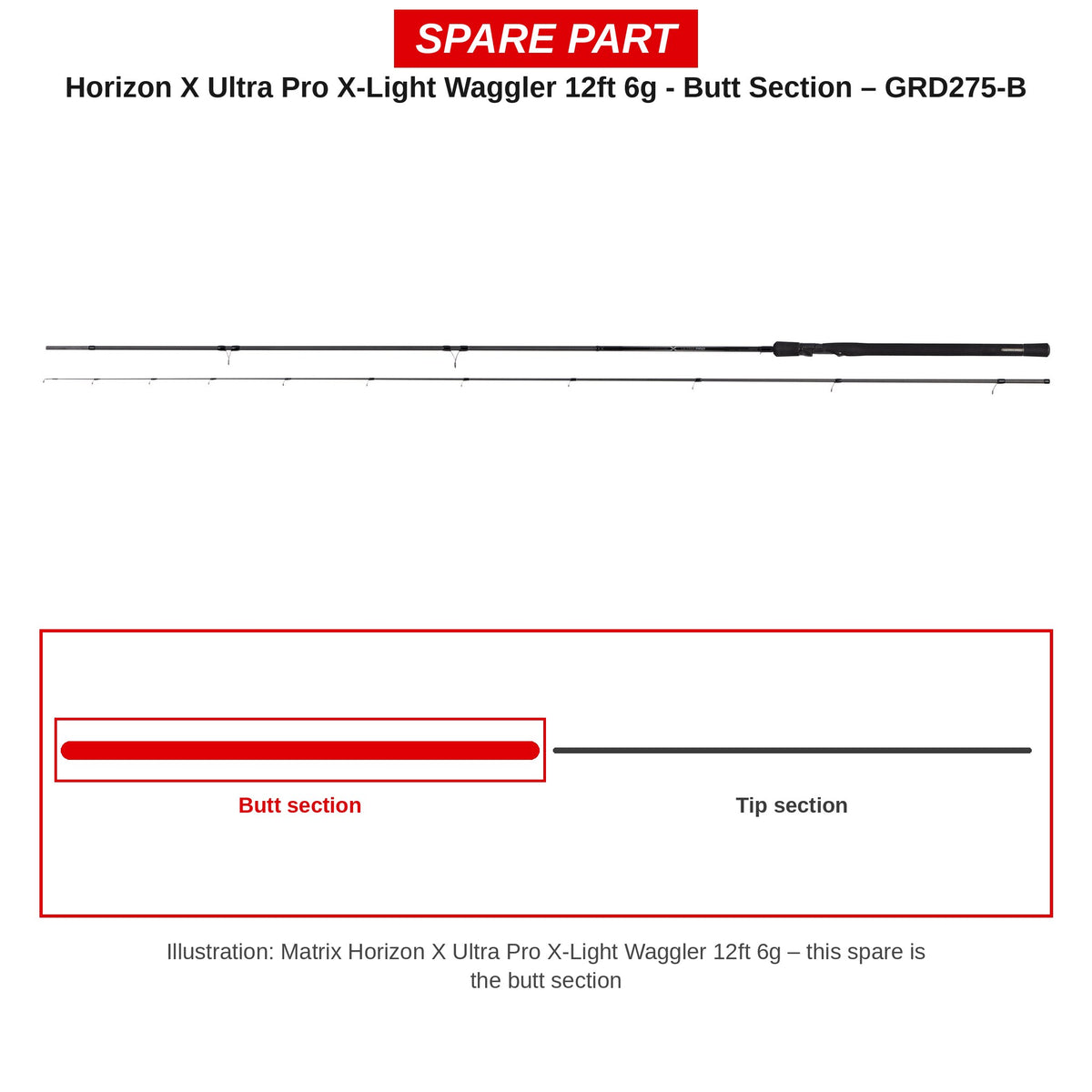 Matrix Handdeel Horizon X Ultra Pro X-Light Waggler 12ft 6 g – GRD275-B