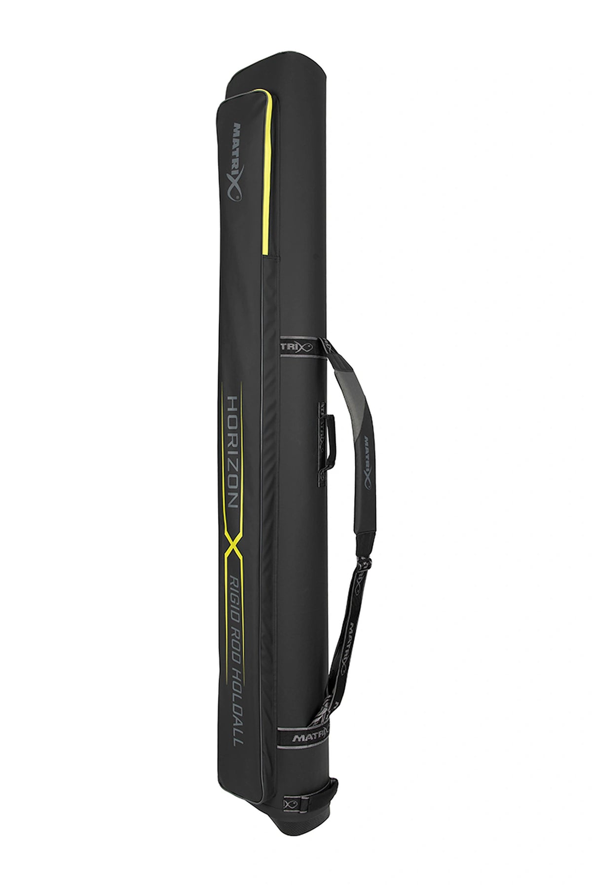 Matrix Horizon X Rigid Rod Holdall 2-4 – zijaanzicht met Matrix-schouderriem, handgreep en Horizon X-modelbedrukking