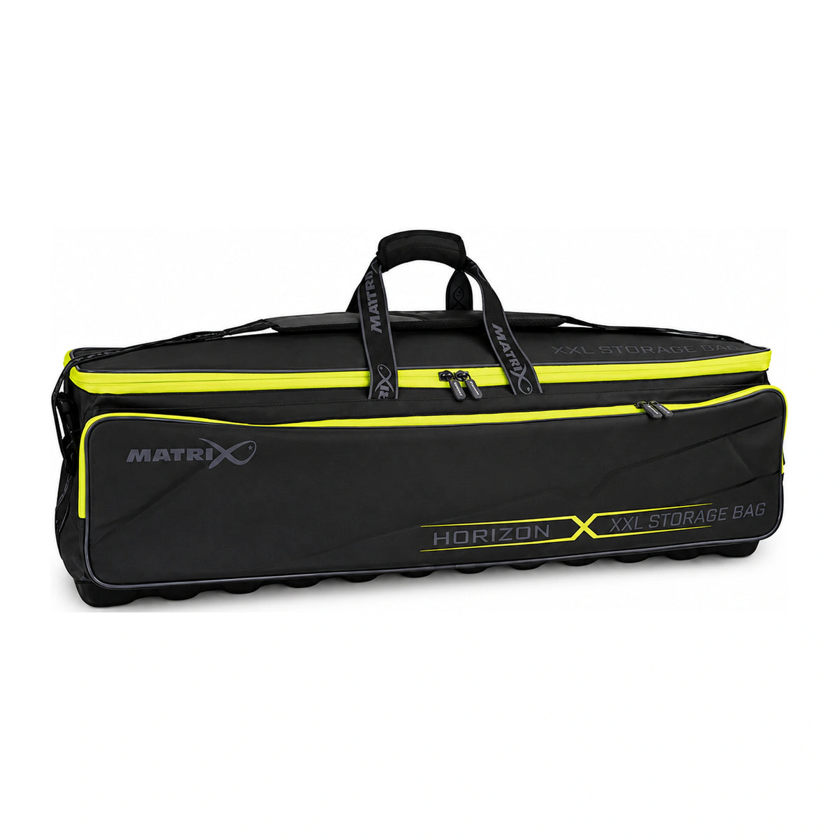 Matrix Horizon X XXL Storage Bag – zwarte accessoiretas met gele ritsen, breed voorvak en draagriemen