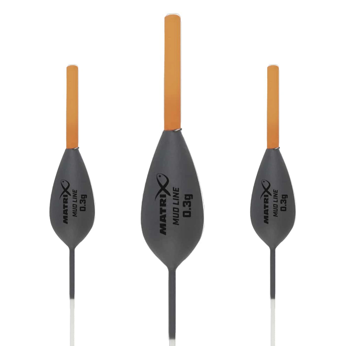 Matrix Mud Line Pole Float 0.3g – drie dobbers, centrale dobber groter met originele opdruk