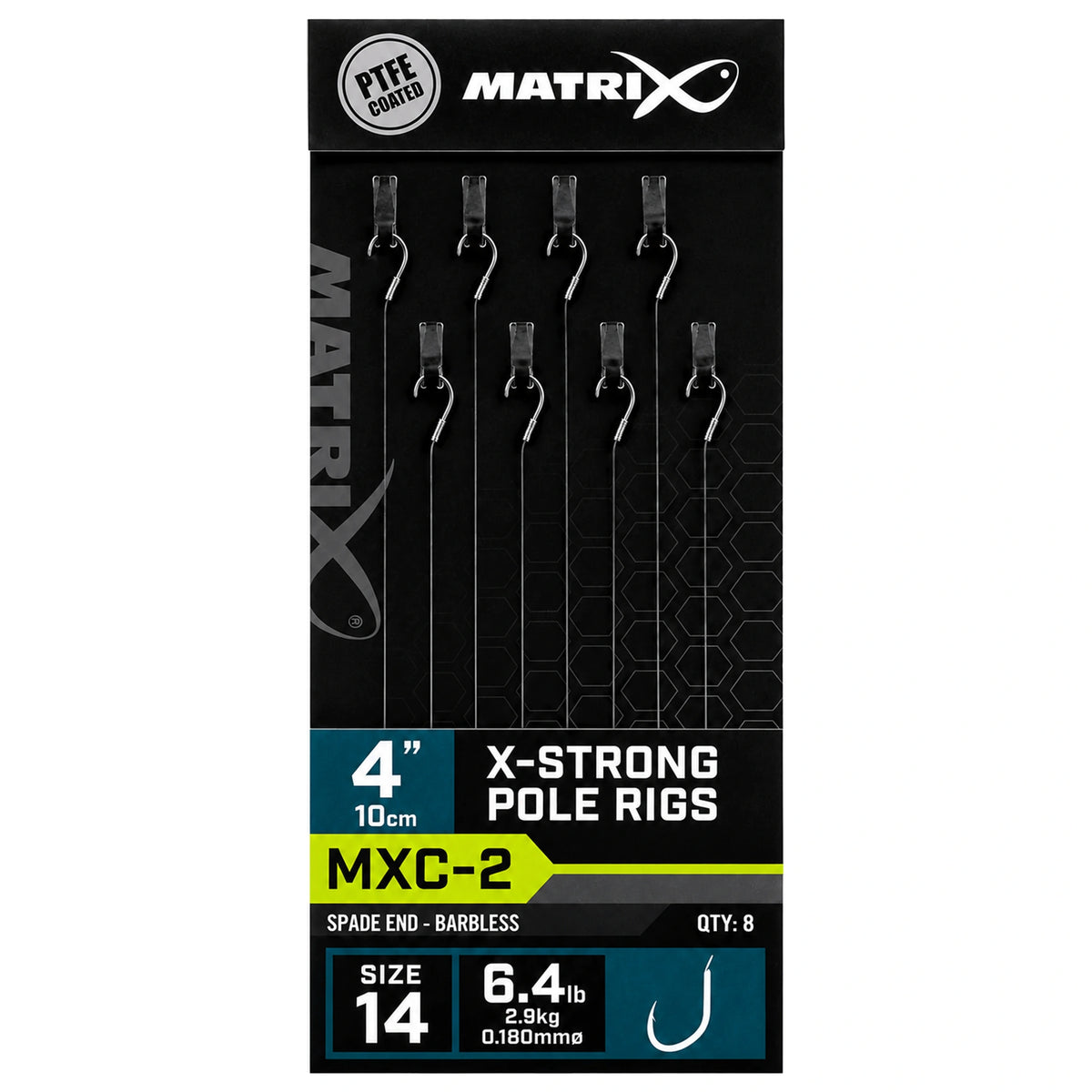 Matrix MXC-2 X-Strong Pole Rigs 10 cm – haakmaat 14 met 0,18 mm nylon