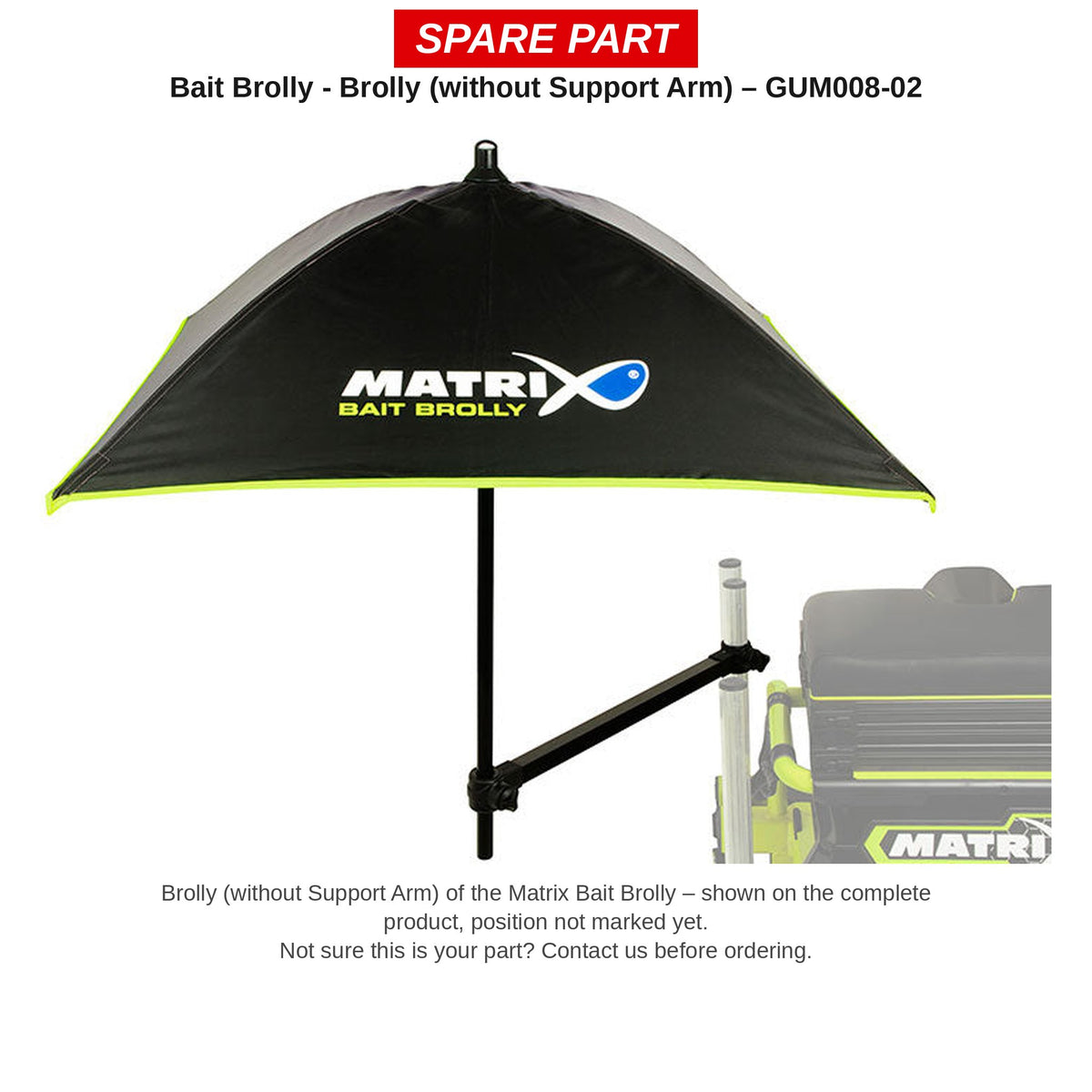 Matrix Paraplu Bait Brolly (zonder steunarm) – GUM008-02