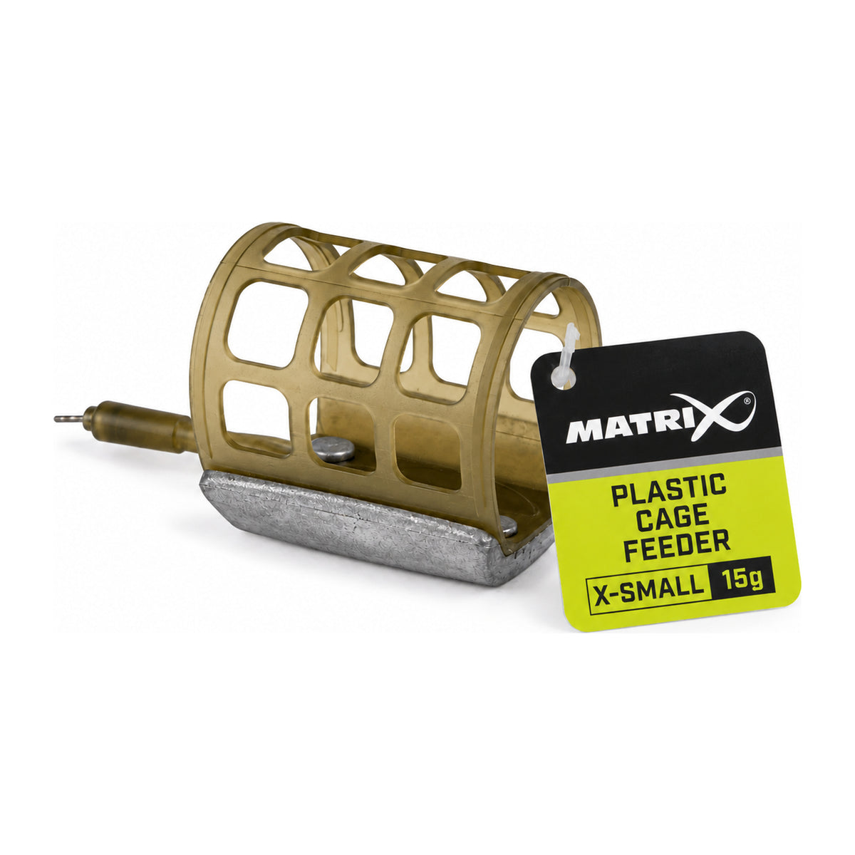 Matrix Plastic Cage Feeder x small 15g: kunststof voerkorf met loden voet en leesbaar maat- en gewichtslabel