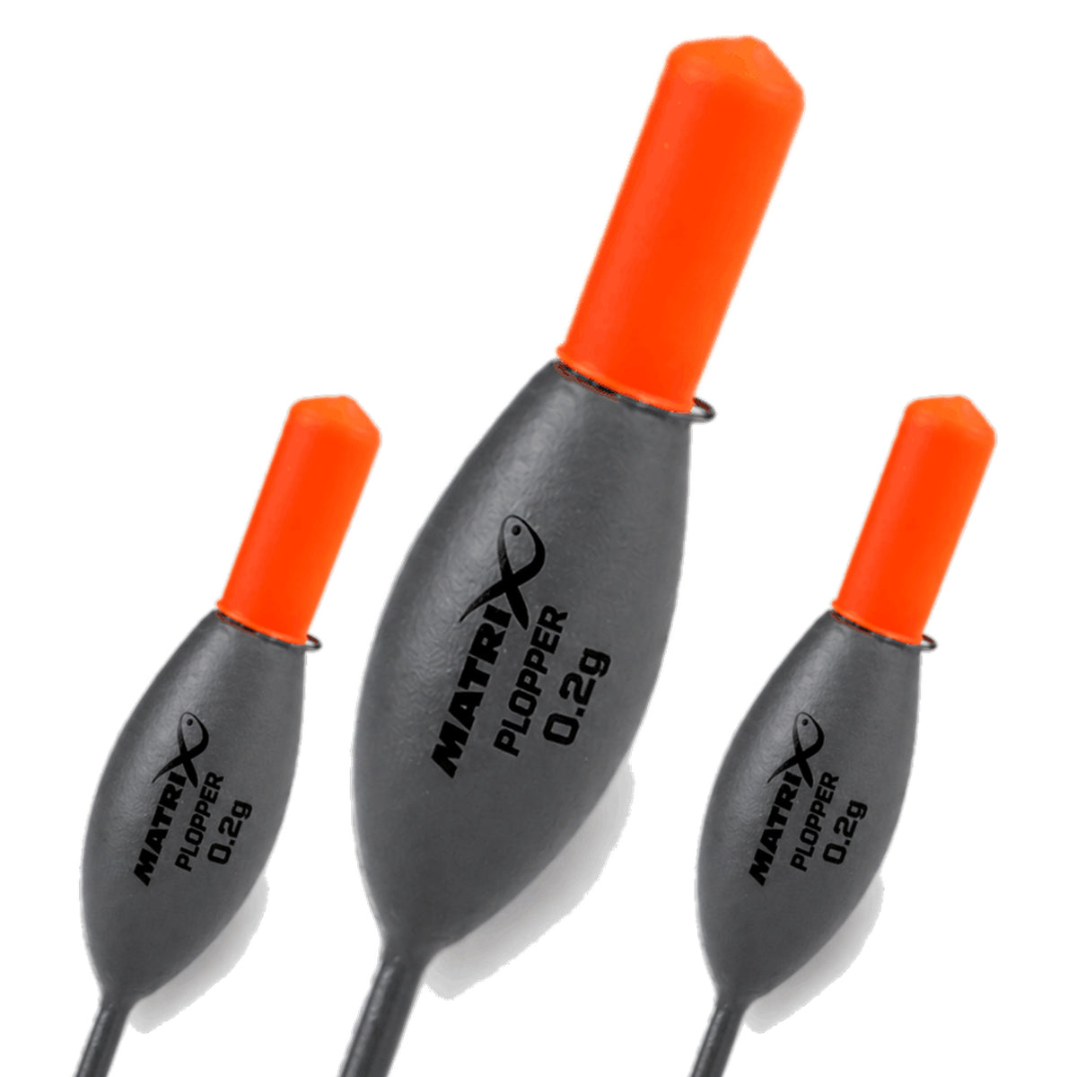Matrix Plopper Pole Float 0.2 g – drie dobbers met de middelste vergroot en de originele opdruk zichtbaar