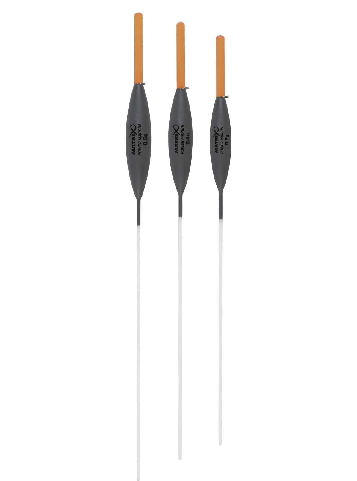 Matrix Power Margin Pole Float – drie dobbers frontaal met zichtbare oranje antennes