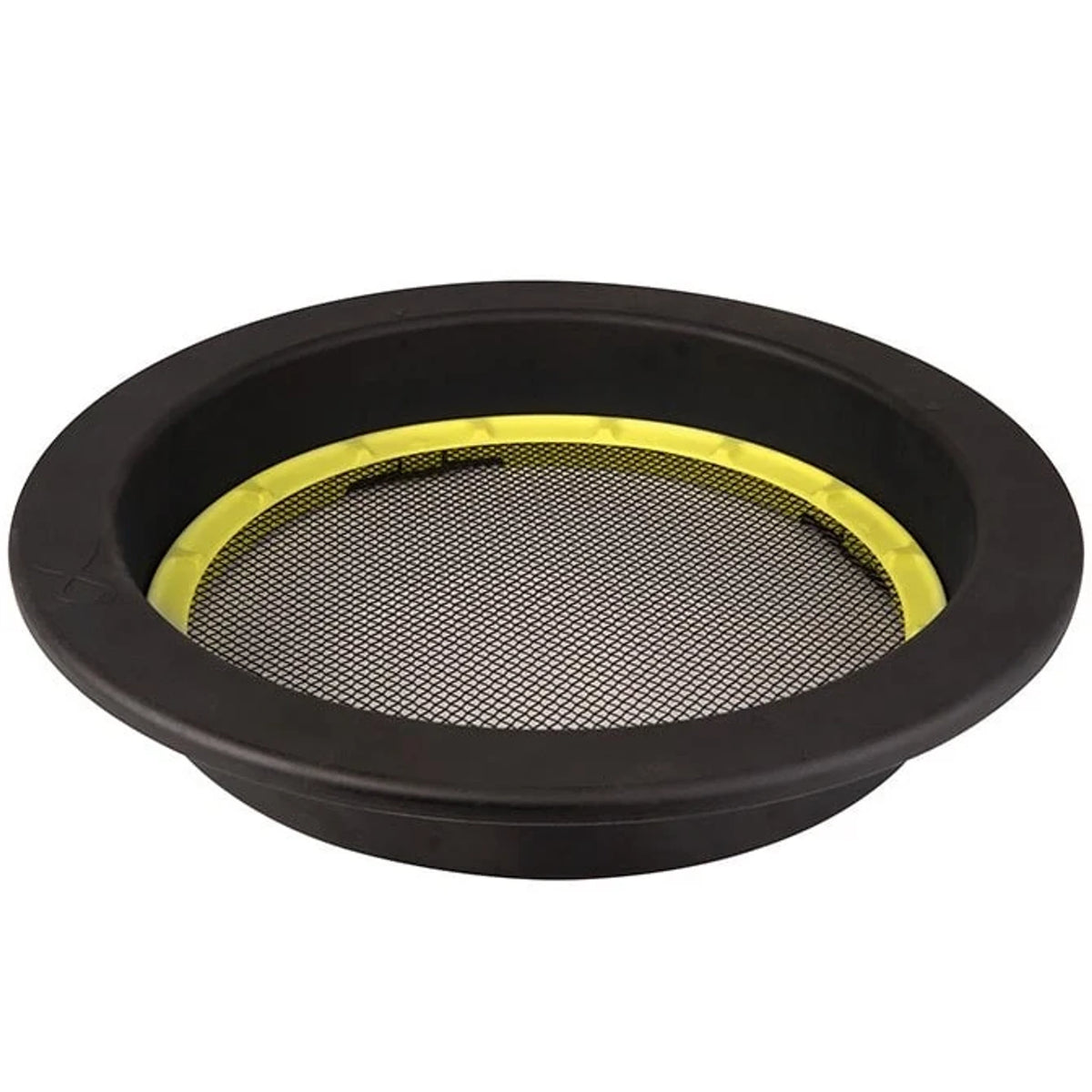 Matrix Interchangeable Riddle zwarte voerzeef met gele mesh inzet gemonteerd