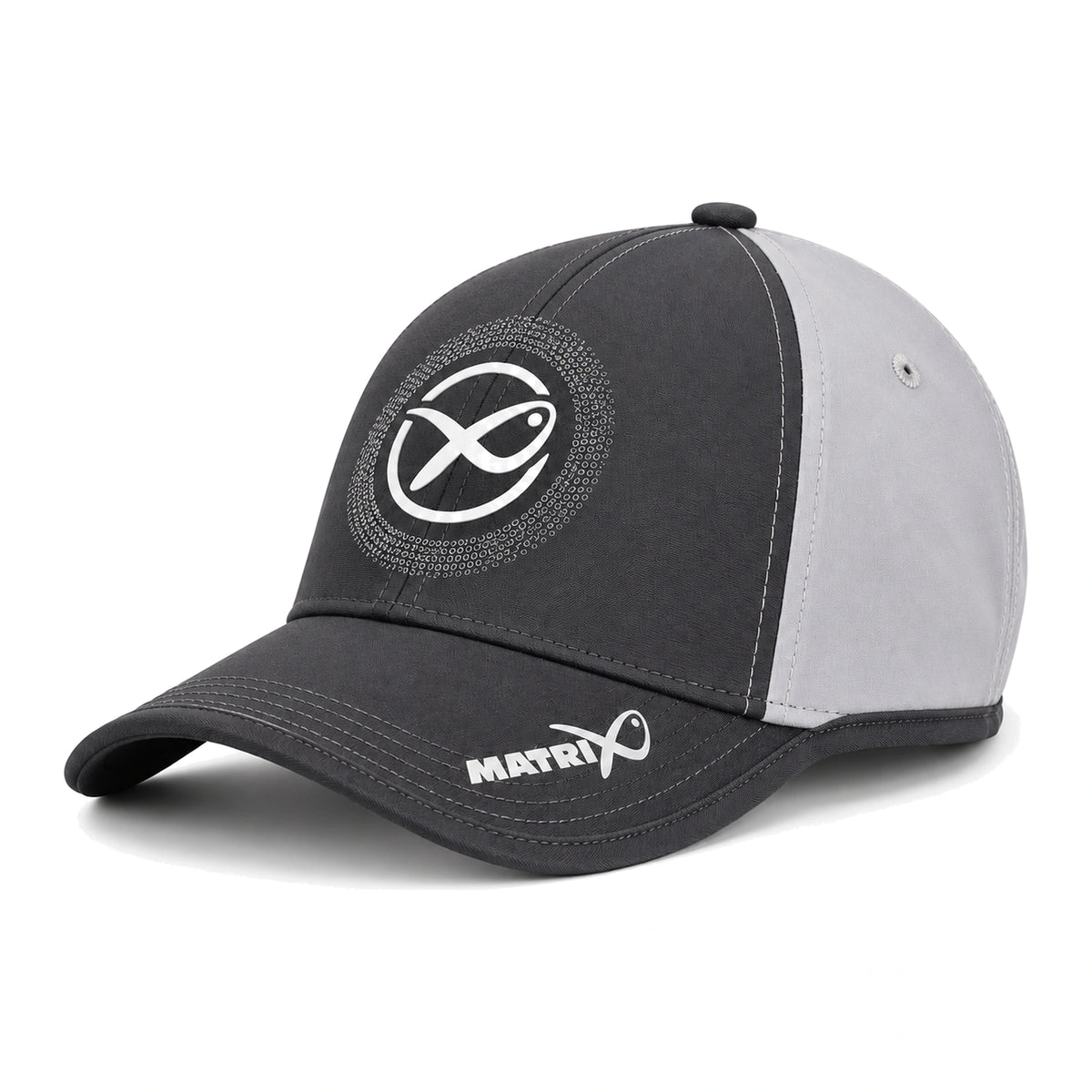 Matrix Surefit Cap Grey – tweekleurige grijze pet met witte Matrix-opdruk, schuin van voren op wit