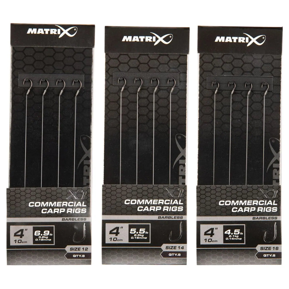 Matrix X1 Commercial Carp 10cm Rigs 10 cm Onderlijnen zonder Weerhaak (8 stuks) GRR095/GRR096/GRR097 – productfoto 1