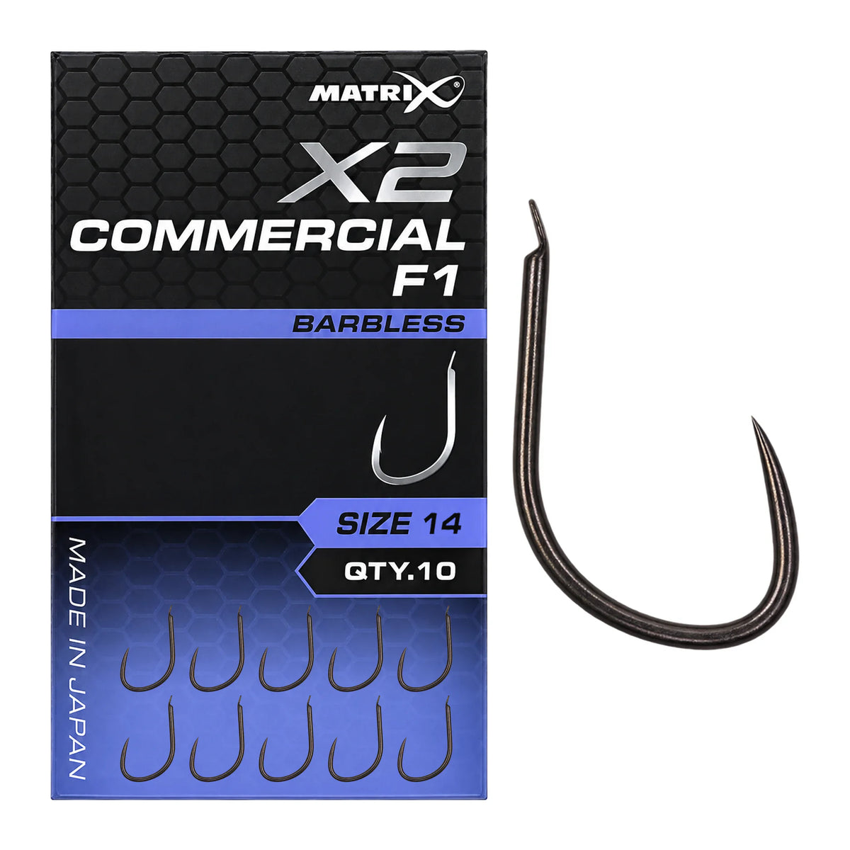 Matrix X2 Commercial F1 Barbless haak zonder weerhaak, maat 14