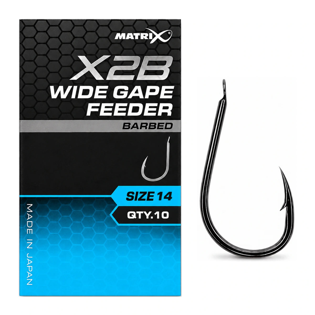 Matrix X2B Wide Gape Feeder Barbed – haak met weerhaak, maat 14, verpakking en losse haak