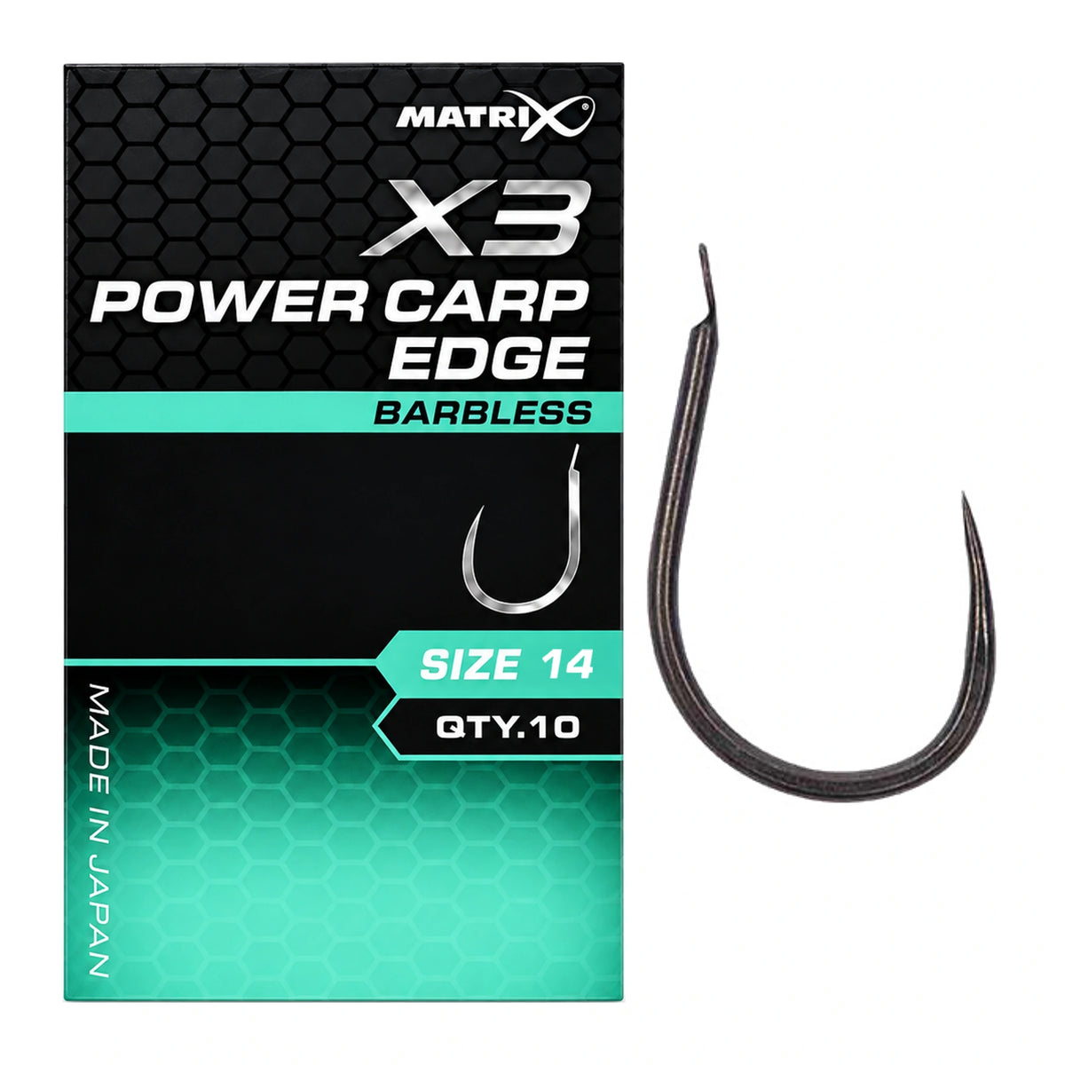 Matrix X3 Power Carp Edge Barbless haakmaat 14 zonder weerhaak met verpakking
