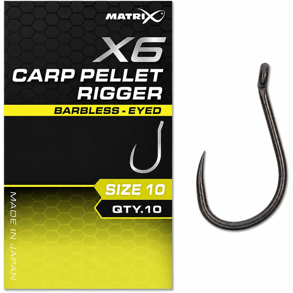Matrix X6 Carp Pellet Rigger – weerhaakloze ooghaak in maat 10
