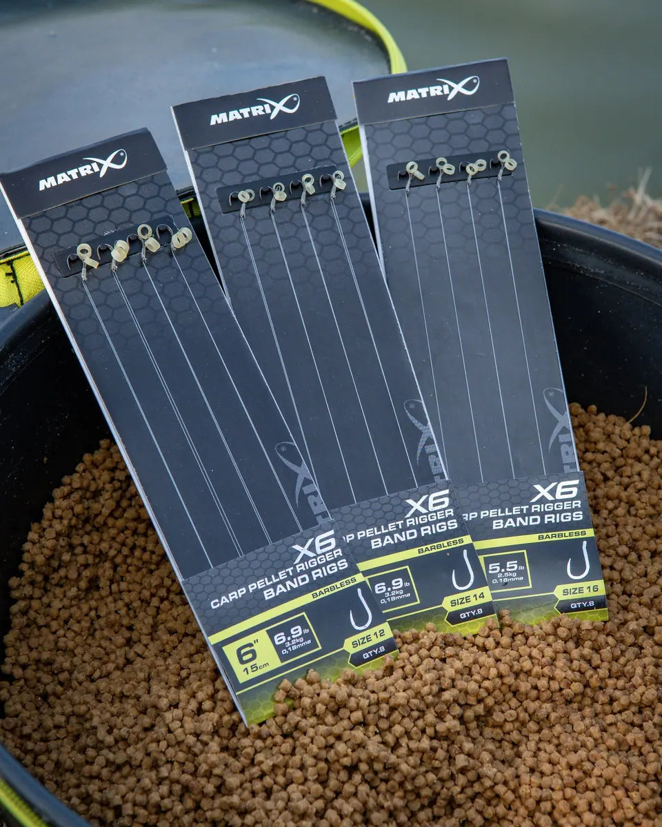 Matrix X6 Carp Pellet Rigger 15cm Band Rigs 15 cm Onderlijnen met Bait Band (8 stuks) GRR116/GRR117/GRR118 – productfoto 4