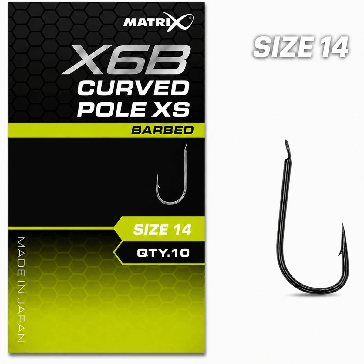 Matrix X6B Curved Pole XS Barbed haakmaat 14, steel naar verpakking