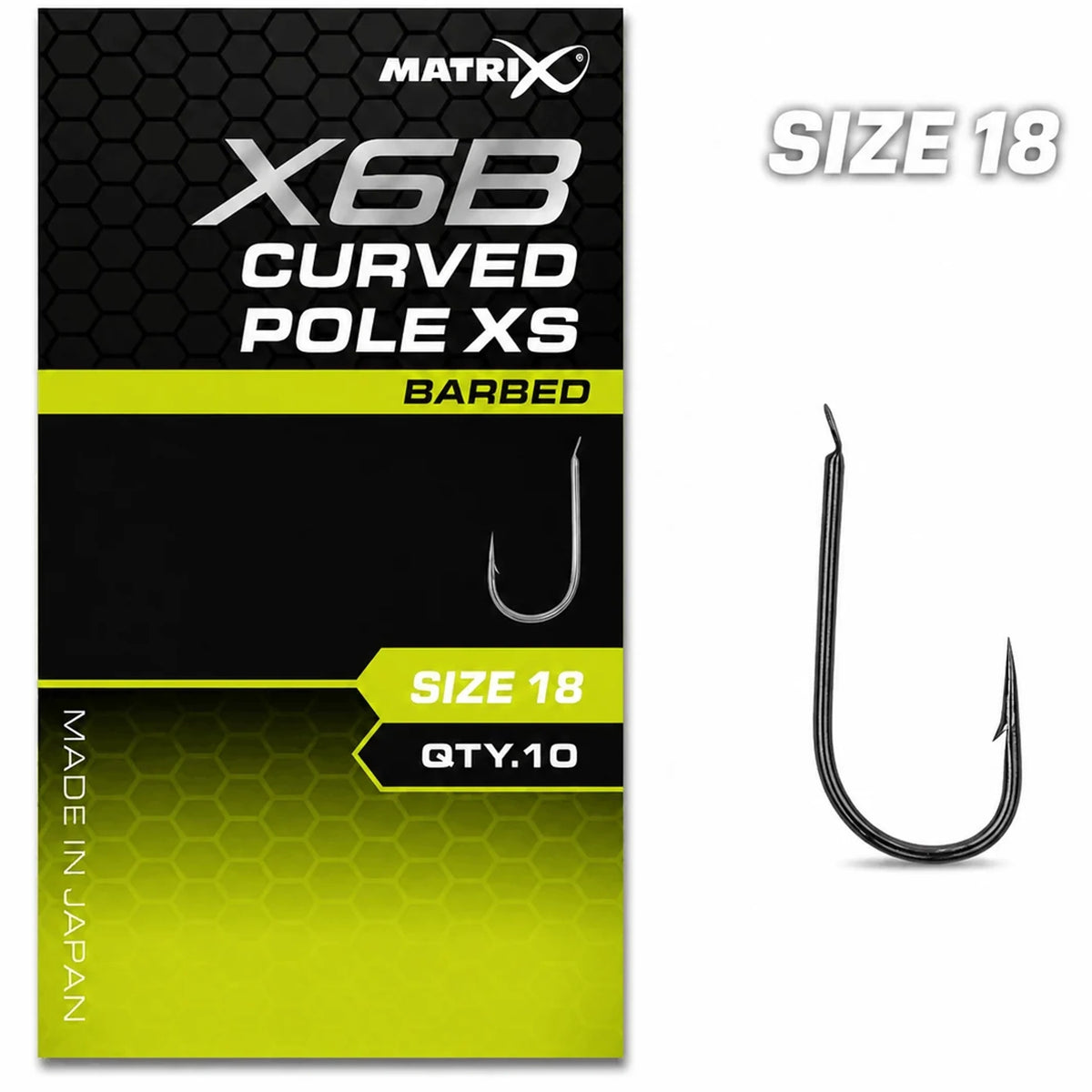 Matrix X6B Curved Pole XS Barbed haakmaat 18, steel naar verpakking
