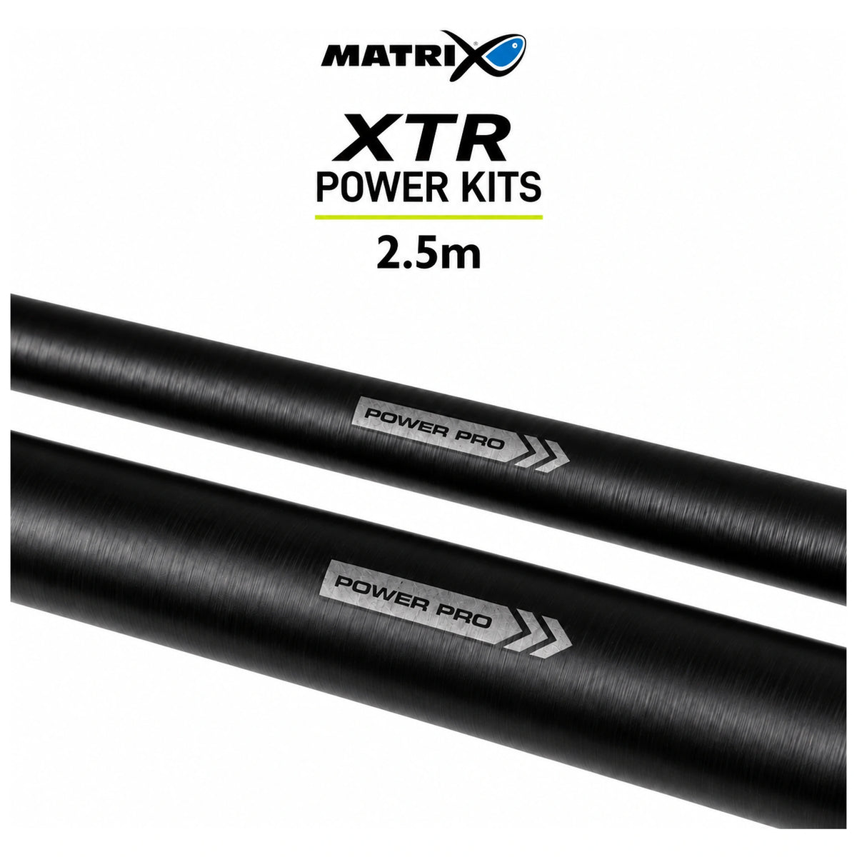 Matrix XTR Power Kits 2,5 m met twee diagonale zwarte carbon delen met POWER PRO-opdruk