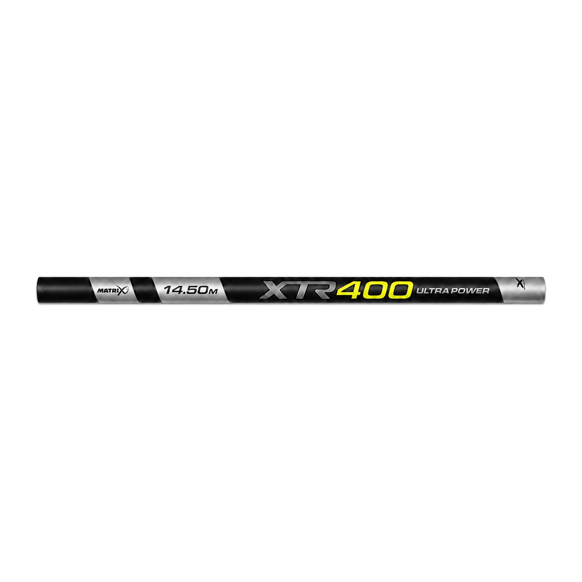 Matrix XTR400 Ultra Power Packages – zwart en zilver hengeldeel met gele XTR400-opdruk en 14,50 m-markering